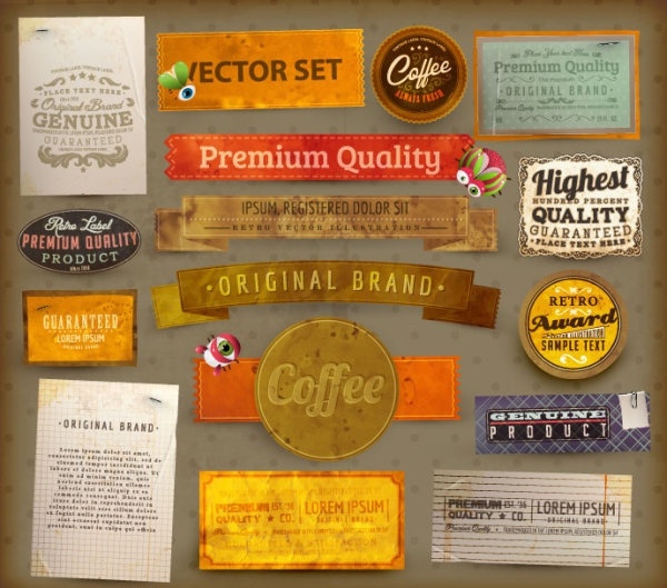 classic label stickers 03 vector
