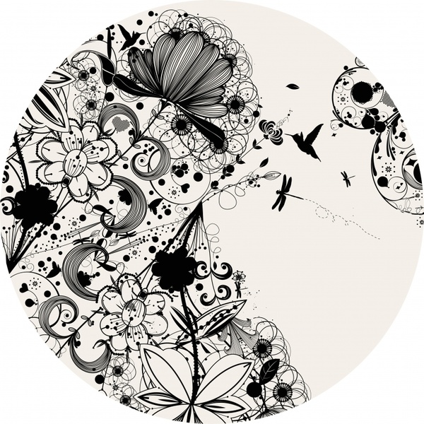 doodle nature background black white messy sketch
