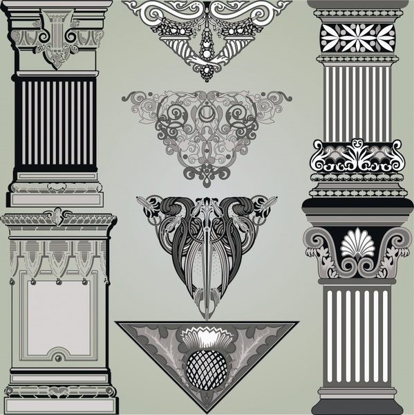 hellenistic decorative templates elegant luxury retro symmetric shapes