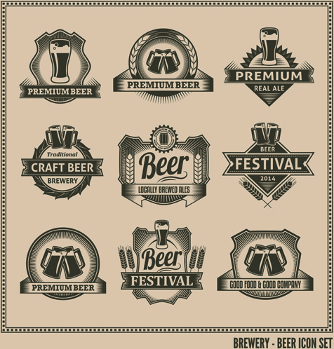 classical beer labels creative vector