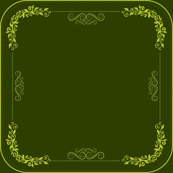 Classical border template dark green design seamless curves Vectors
