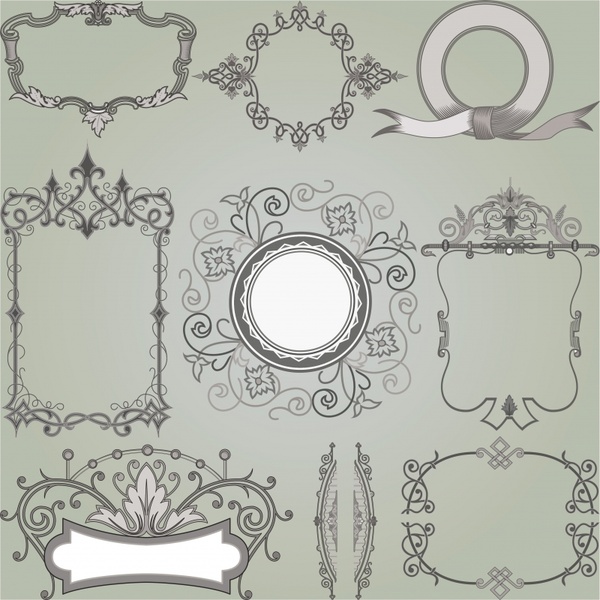 document decorative elements elegant retro european symmetric shapes