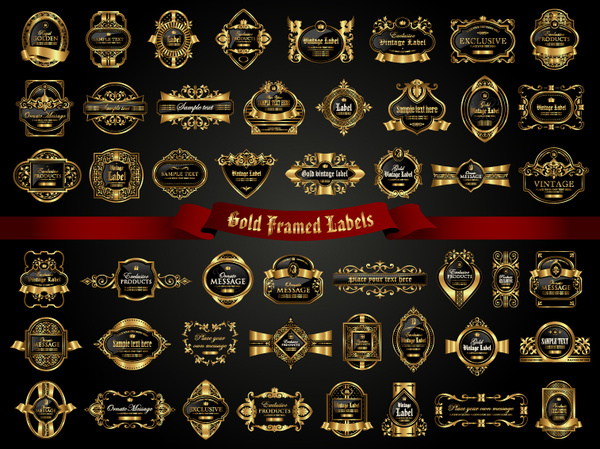 classical golden labels luxury vector 