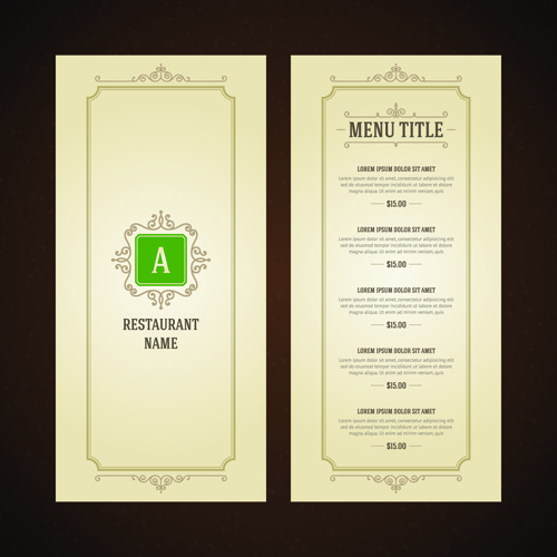 classical menu vectors design