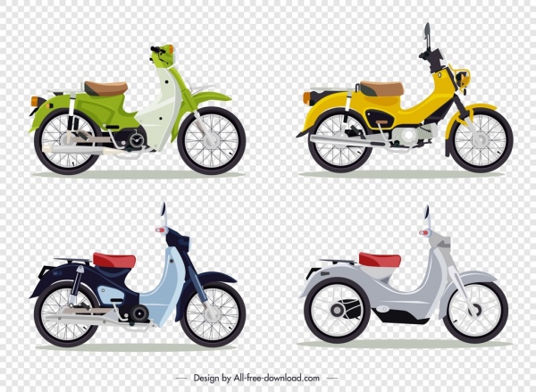 classical motorbike templates multicolored sketch