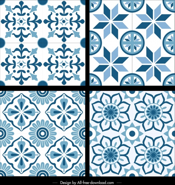 classical pattern templates blue flat repeating symmetrical decor