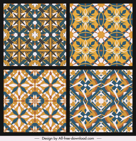 classical pattern templates colorful symmetric repeating geometric shapes