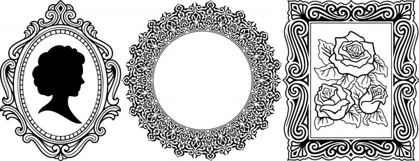 Classical picture frames illustration in black and white Vectors