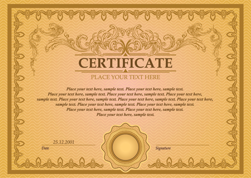 classical styles certificate template vectors