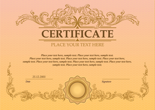 Classical styles certificate template vectors Vectors graphic art