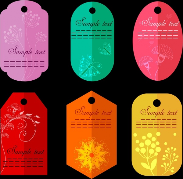 classical tags collection various colorful vertical shapes