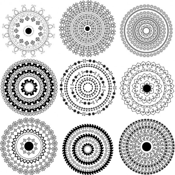 circles pattern templates black white classical seamless design