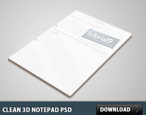 Clean 3D Notepad PSD