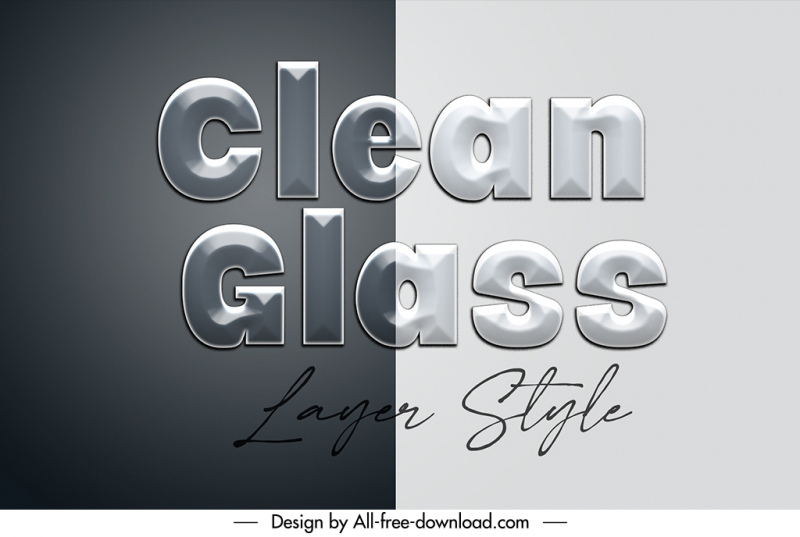 clean glass style texts effect design element modern flat transparent decor