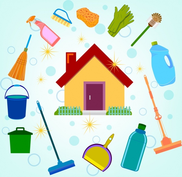 cleaning service design elements house icons various symbols