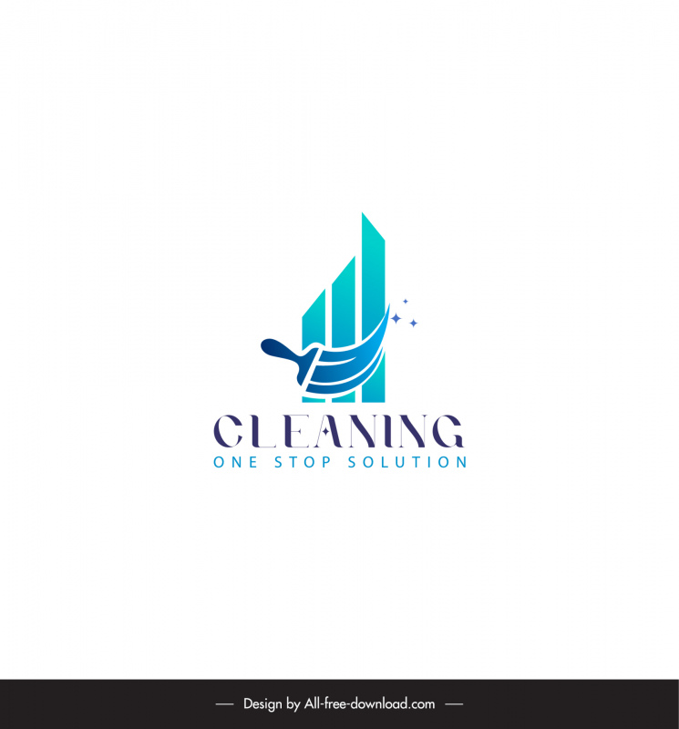 cleaning service logo brush geometry design 