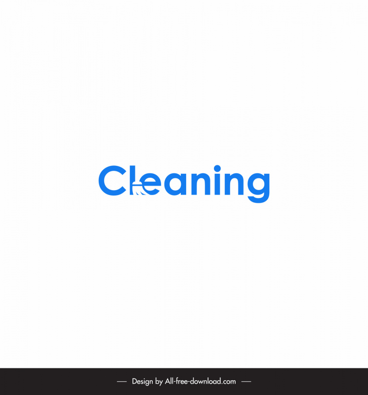 cleaning service logo flat silhouette stylized text broom