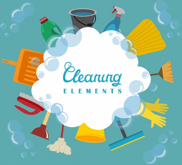 cleaning services design elements various colored tools icons