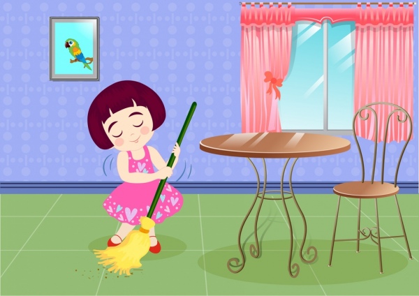 cleaning work background kid icon interiors decor
