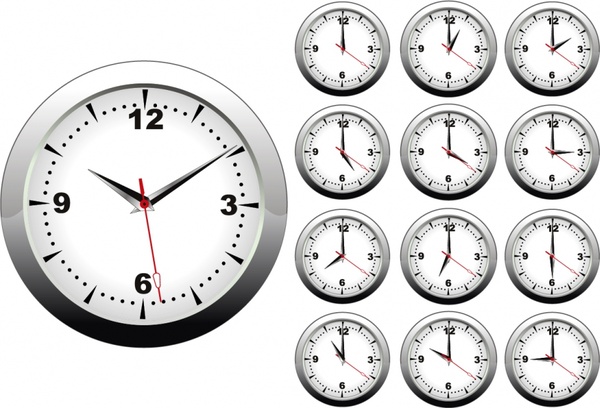 round clock surface templates modern white metallic design