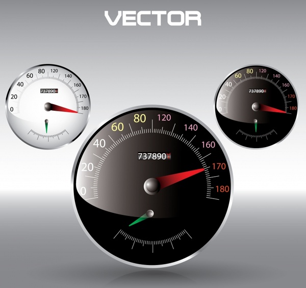 speedometer icons shiny modern flat black white decor