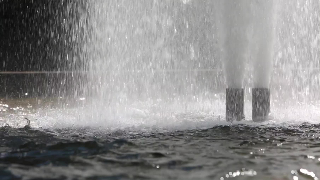closeup of splashing water fountain
