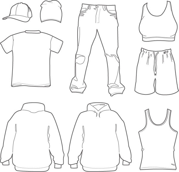 clothing hats draft line vector