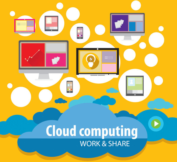 cloud computing work template vector