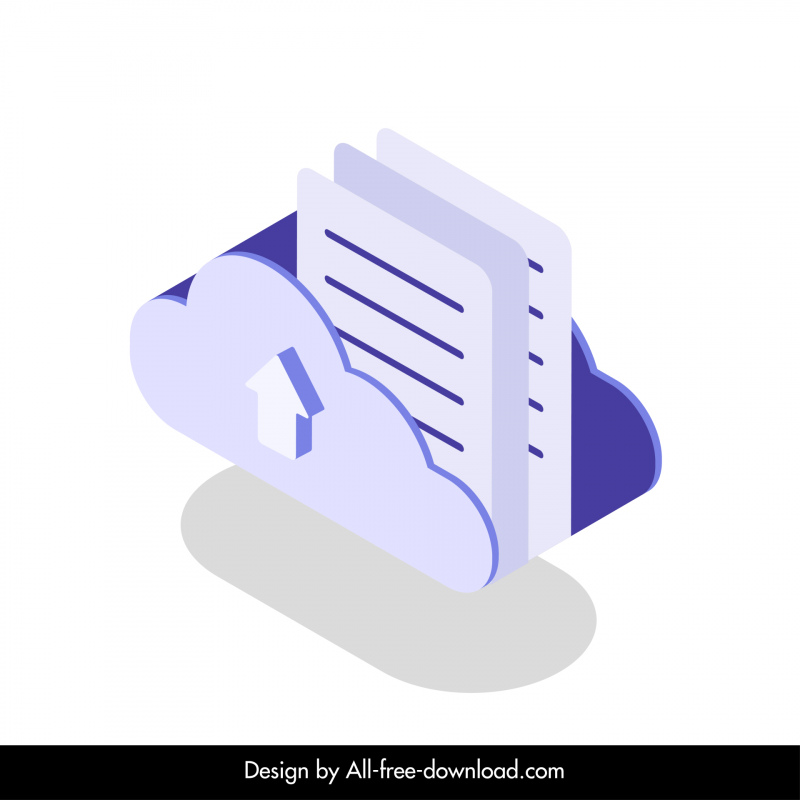 cloud document icon 3d shape sketch
