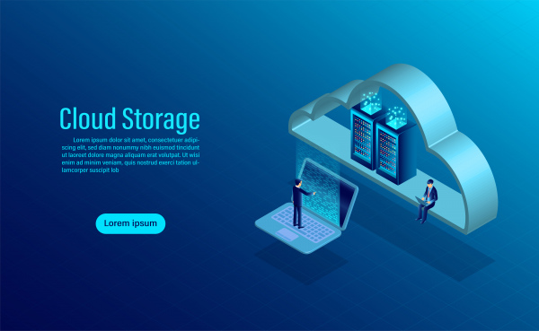 cloud storage online computing storage concept isometric flat design vector illustration
