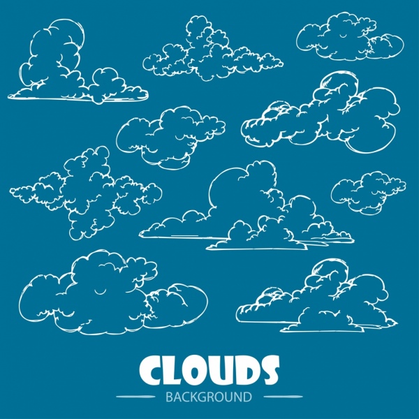clouds background handdrawn sketch various shapes