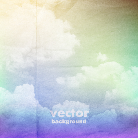 clouds with crumpled paper vector background