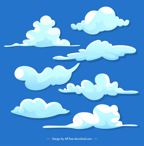 cloudy sky background template colored flat handdrawn design