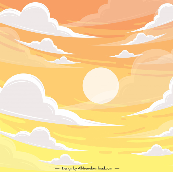 cloudy sky painting colorful classical design