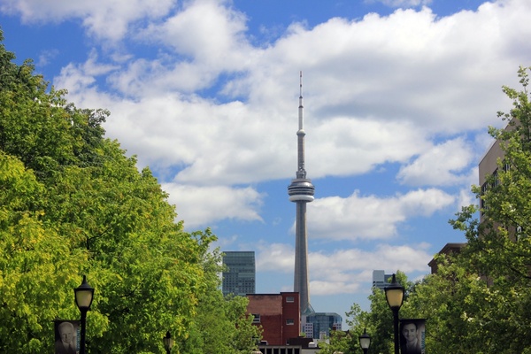 cn tower in the distance in toronto ontario canada