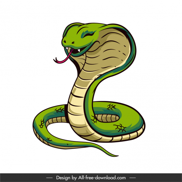 cobra icon funny cartoon character sketch colored handdrawn