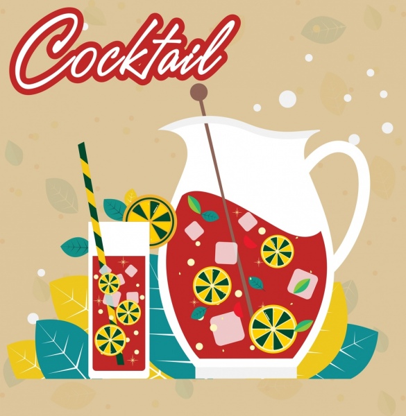 cocktail background multicolored flat design