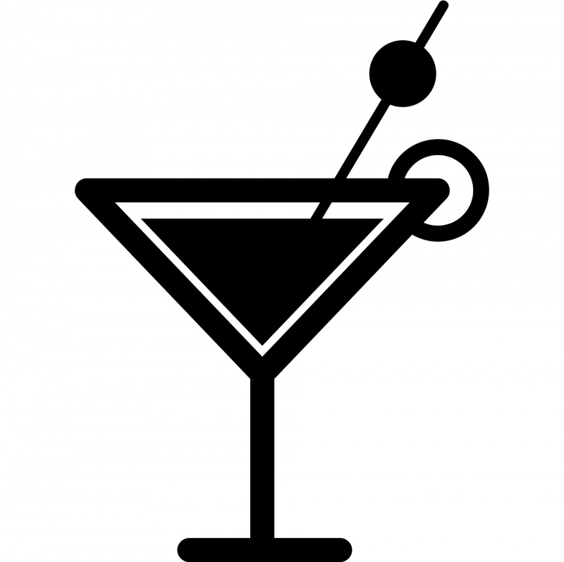cocktail glass  sign icon flat black white sketch