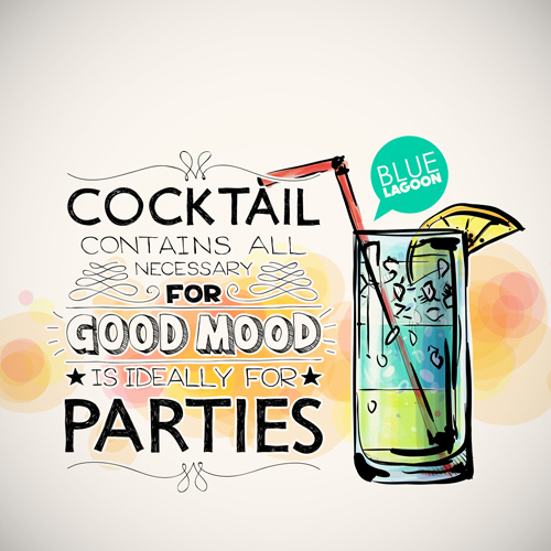 cocktails parties hand drawing poster vector