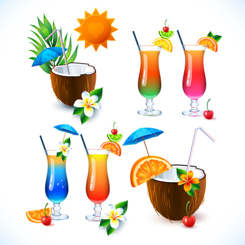 coconut and cocktails vector graphics