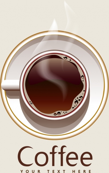coffee advertisement hot cup icon upper view design