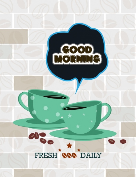 coffee advertising stylized cups icons beans hallo decor