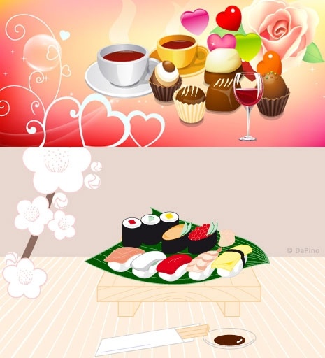 coffee and cake vector sushi