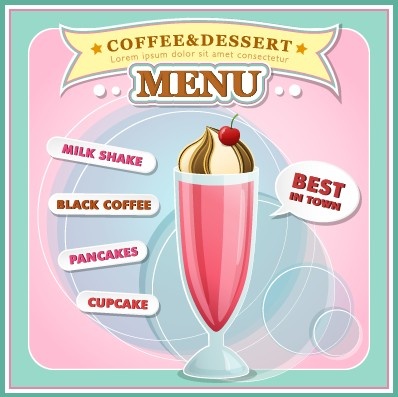 coffee and dessert menu cover vector