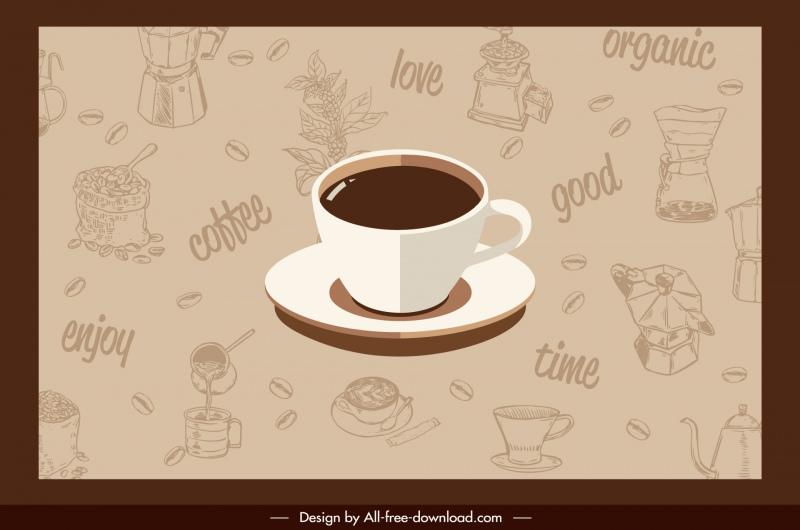 coffee background template cup cafe lements pattern 