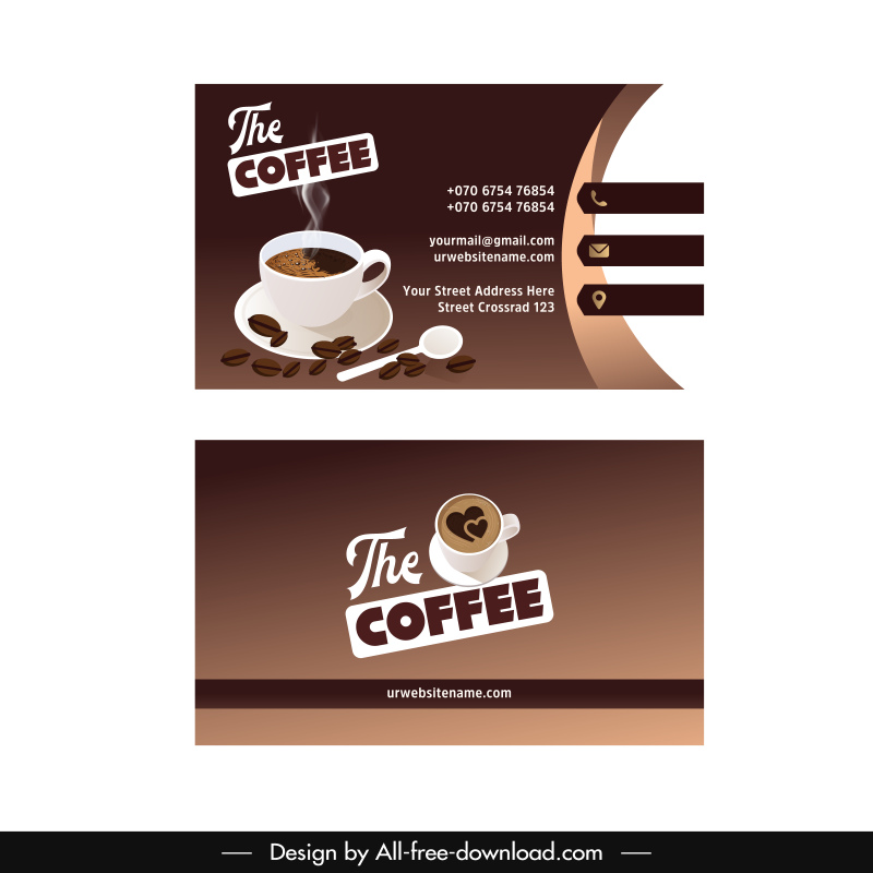 coffee business card template elegant capuchino sketch