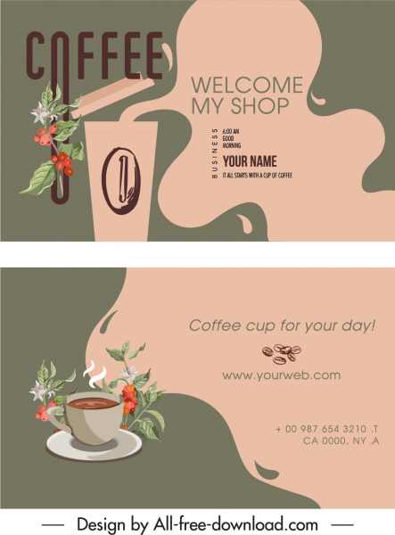 coffee business card template elegant classic deform decor