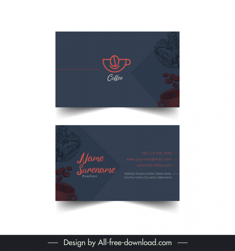 coffee business card template elegant dark design