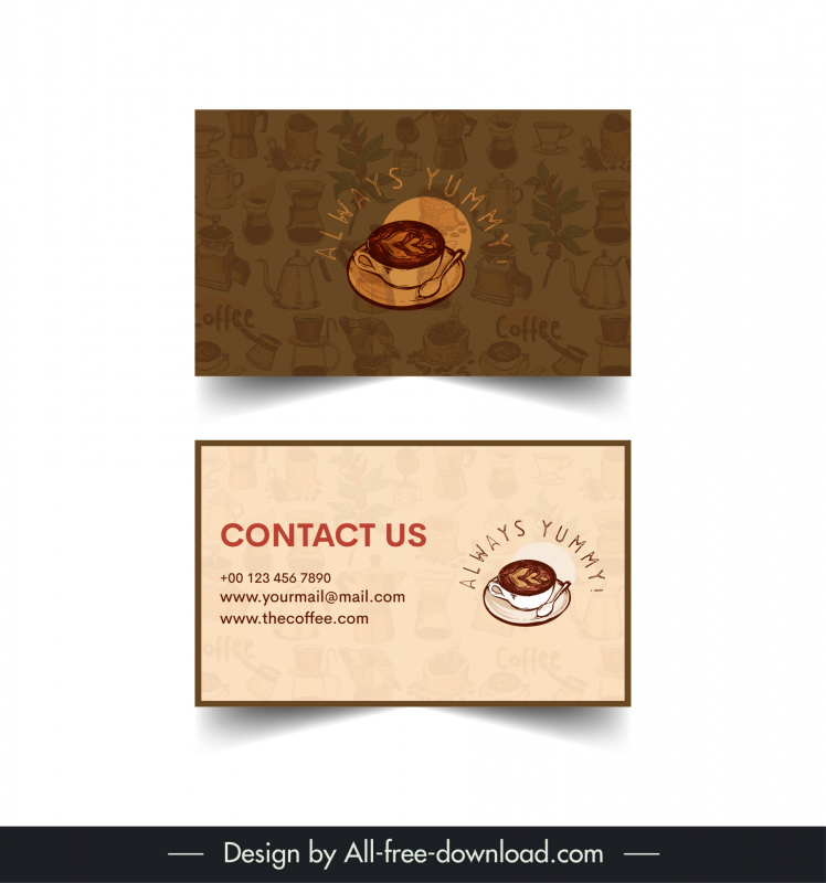 coffee business card template retro coffee cup 