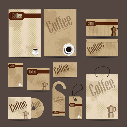 coffee cards and tags with cd vector